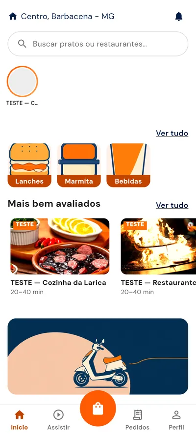 Início do app no visual Clássico Claro