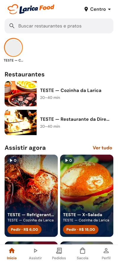Início do app no visual Descoberta